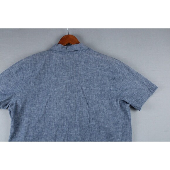 Vintage Erin London Linen Blend Button Up Shirt Size Large Blue Preppy Women - Picture 14 of 16